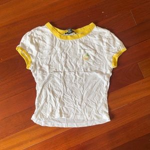 S white and yellow Forever 21 T-Shirt with design